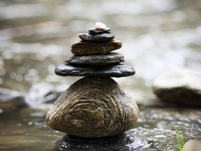 Abstract representation of balance using smooth river stones